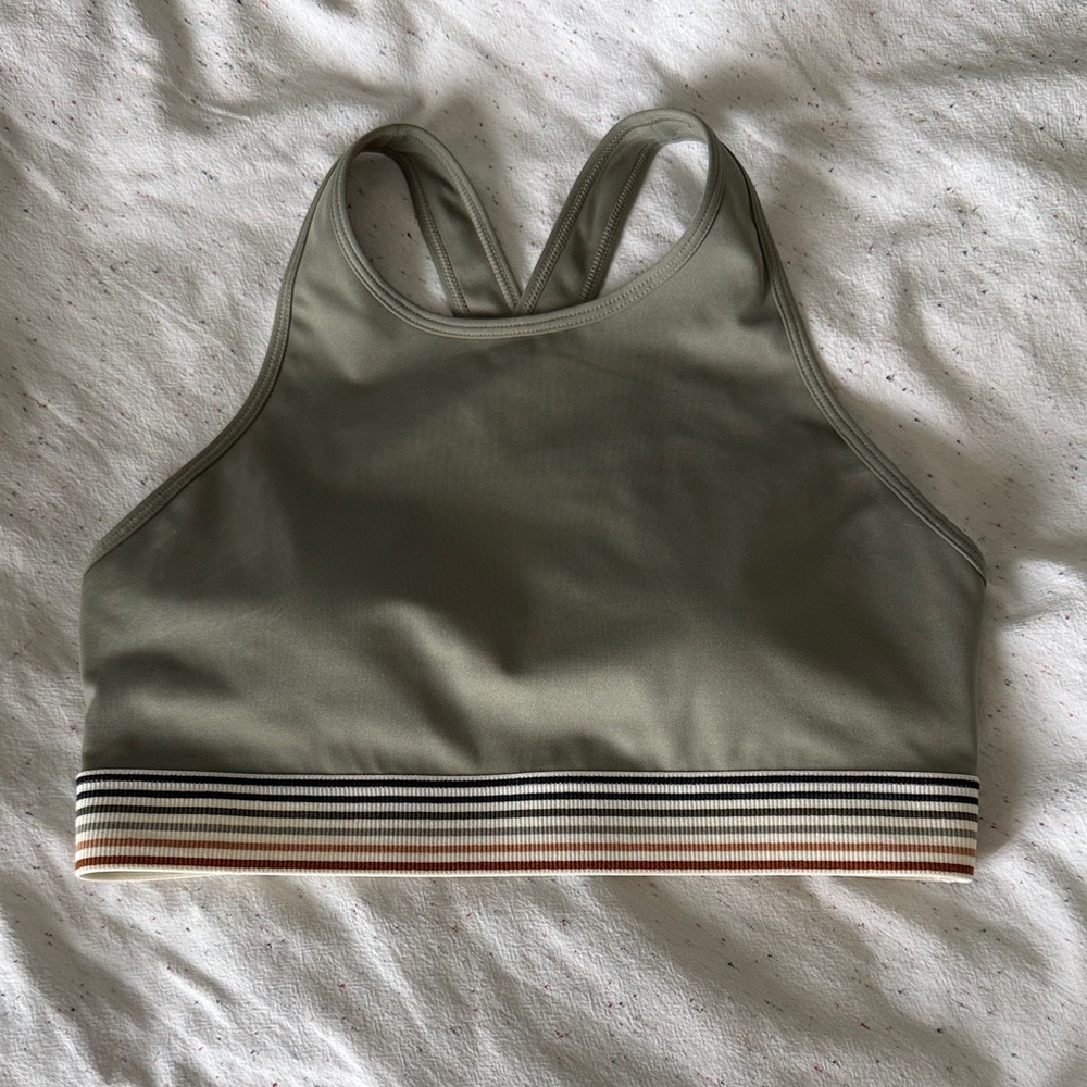 Wilson Olive Green Racerback Sports Bra with Striped Elastic Band - SM - NWT